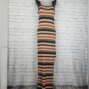 NWT Heartloom Size S Zigzag Maxi Dress in Brown, Pink, and Cream
